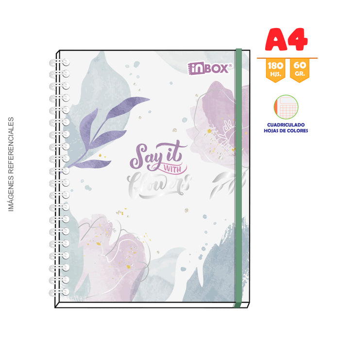 Cuaderno Inbox Femenino Espiral A4 (180Hjs) Cuadriculado