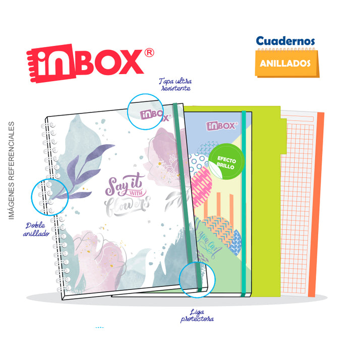 Cuaderno Inbox Femenino Espiral A4 (180Hjs) Cuadriculado