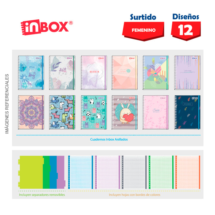 Cuaderno Inbox Femenino Espiral A4 (180Hjs) Cuadriculado