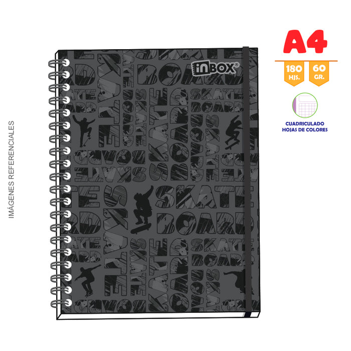 Cuaderno Inbox Masculino Espiralado A4 (180hjs) Cuadriculado