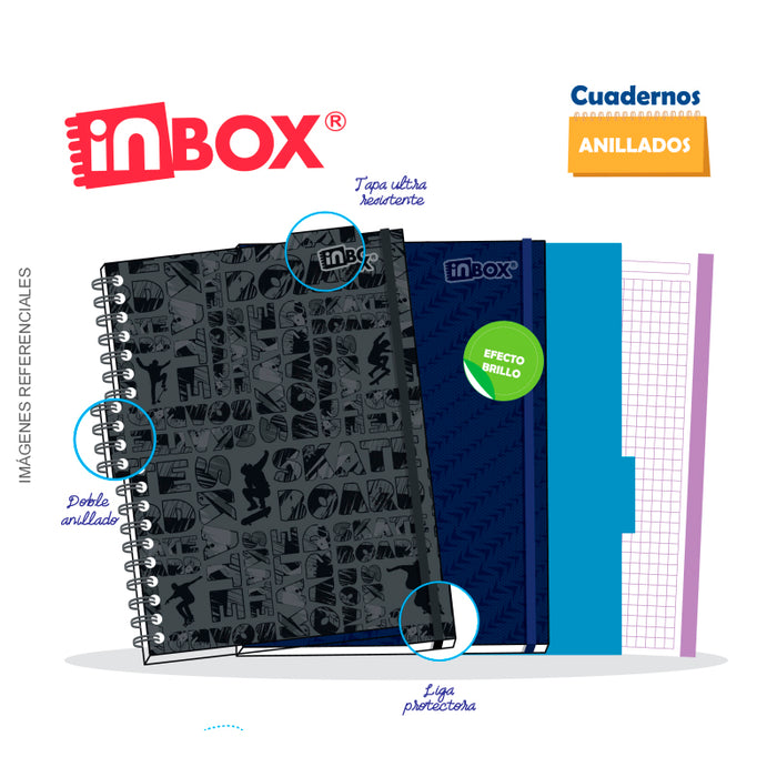 Cuaderno Inbox Masculino Espiralado A4 (180hjs) Cuadriculado