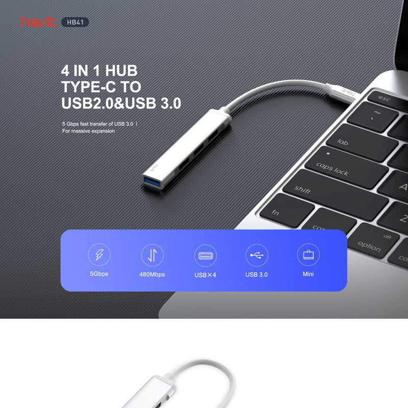 Adaptador HB41 4 En 1 Blanco