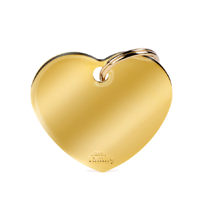 Placa My Family - Big Heart Golden Brass