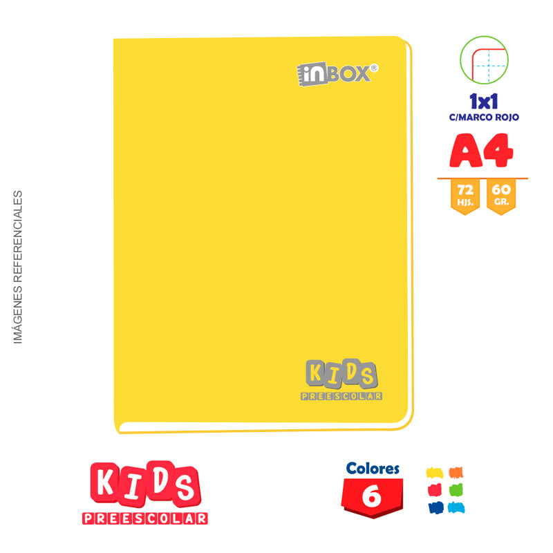 Cuaderno Inbox Kids Grapado A4 72H 60Gr 1X1