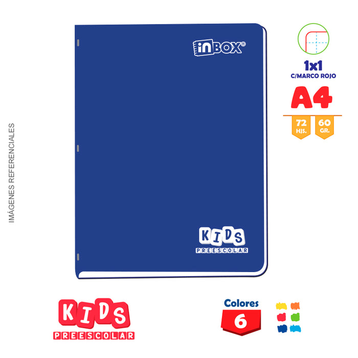 Cuaderno Inbox Kids Grapado A4 72H 60Gr 1X1