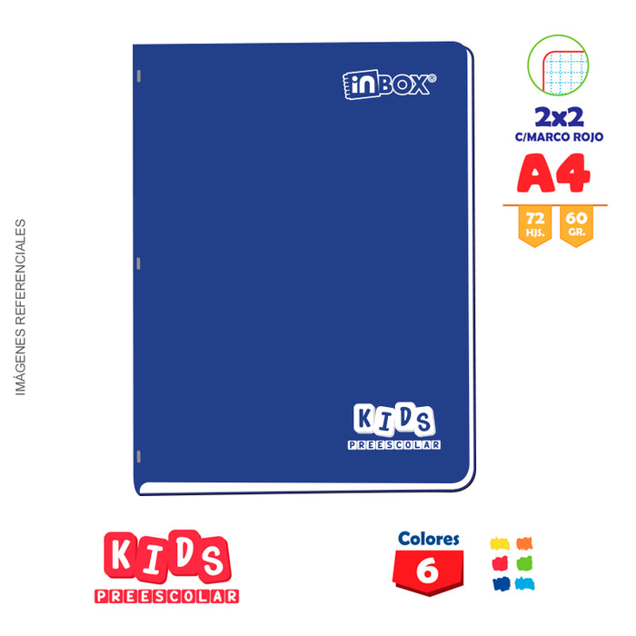 Cuaderno Inbox Kids Grapado A4 72H 60Gr 2X2