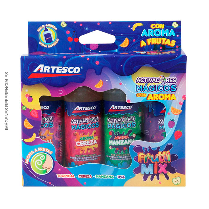 Pack Slime Artesco Activador Frutti Mix 65Ml X4