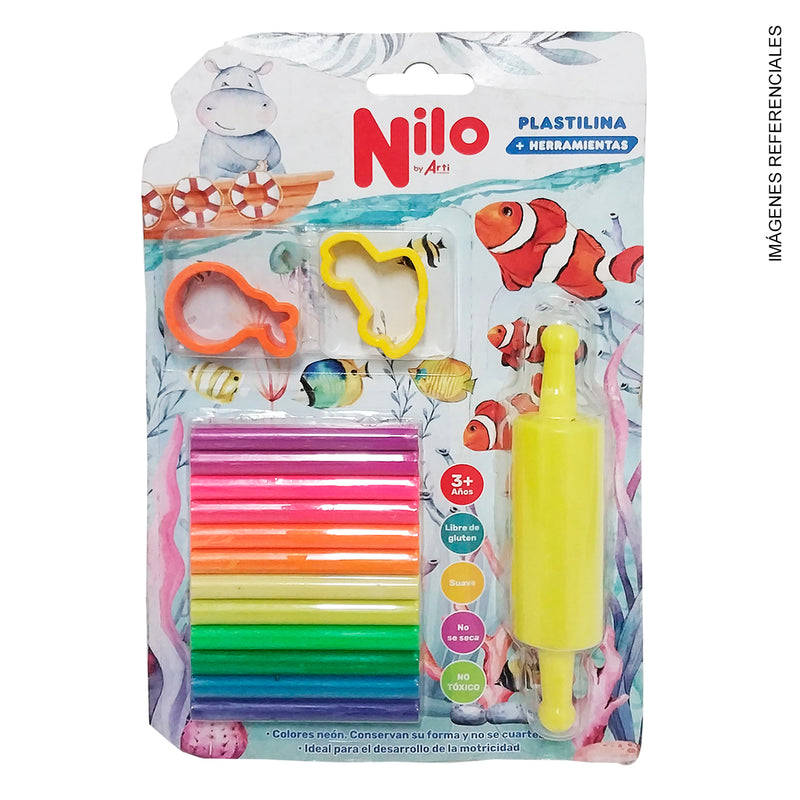 Ac Nilo Plastilina Neon X12 + 2Cort + 1Rod (Tnil-S1012R)