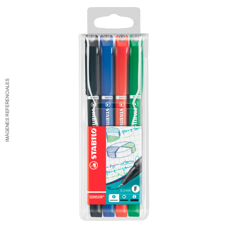 Sensor Stabilo F Estuche Office X 4 UNID Colores Básicos (189/4)