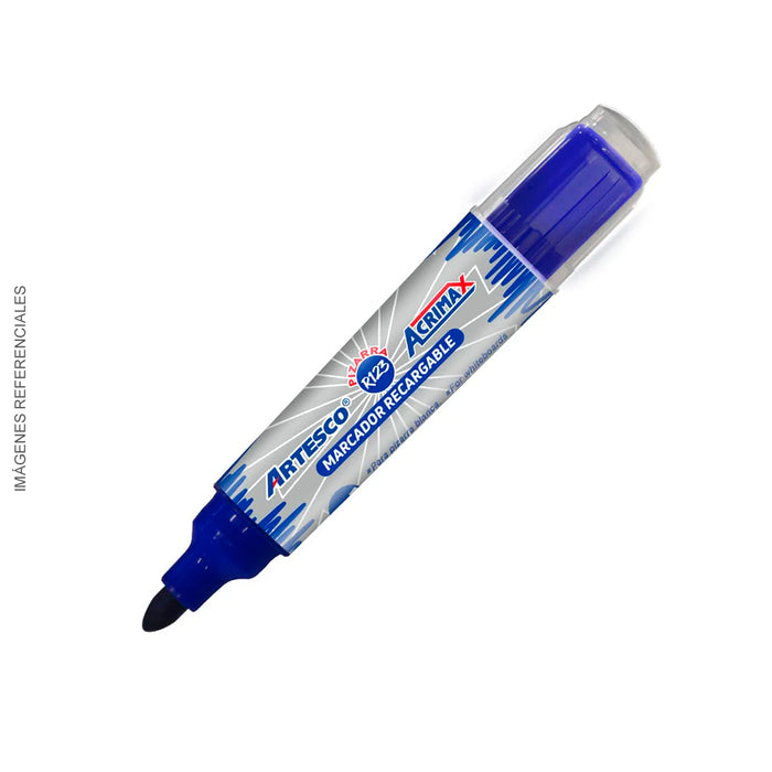 Plumon Artesco P/Pizarra Acrimax Recargable R123 Azul