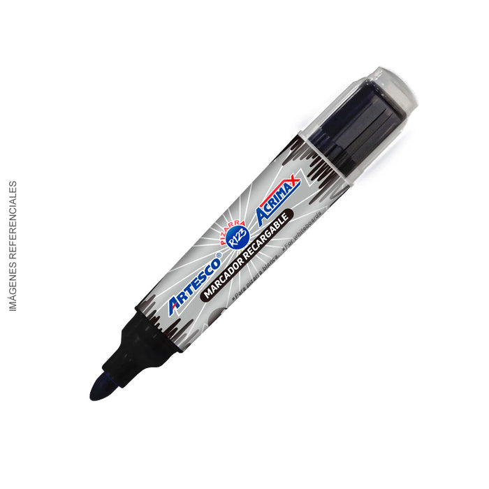 Plumon Artesco P/Pizarra Acrimax Recargable R123 Negro