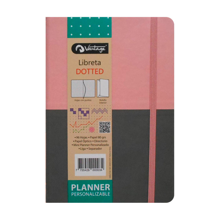 Libreta Vantage Dotted 14X21 Rosa/Gris