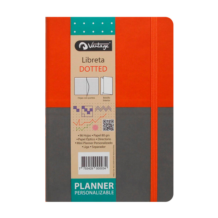 Libreta Vantage Dotted 14X21 Naranja/Gris