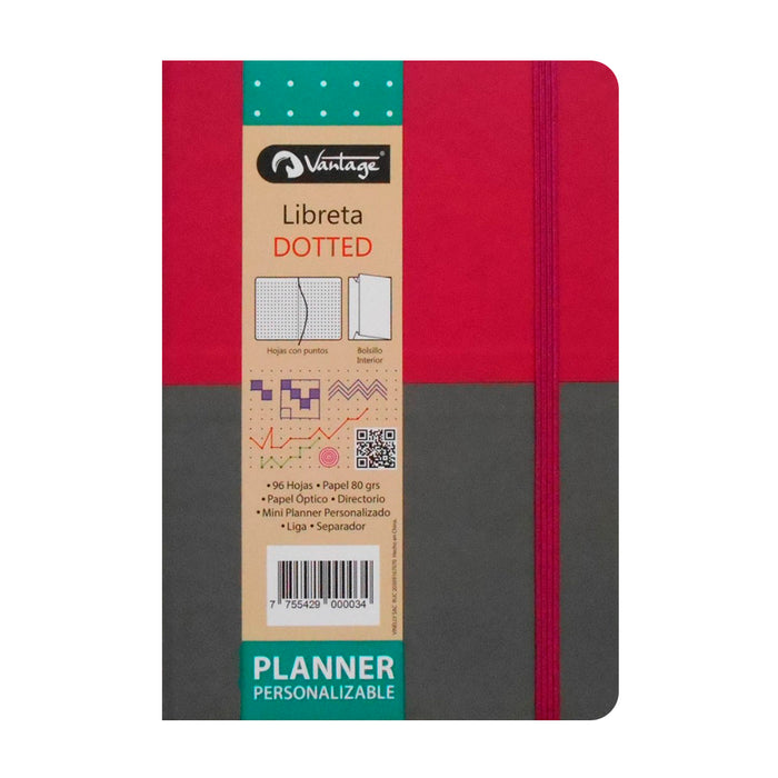 Libreta Vantage Dotted 14X21 Fucsia/Gris