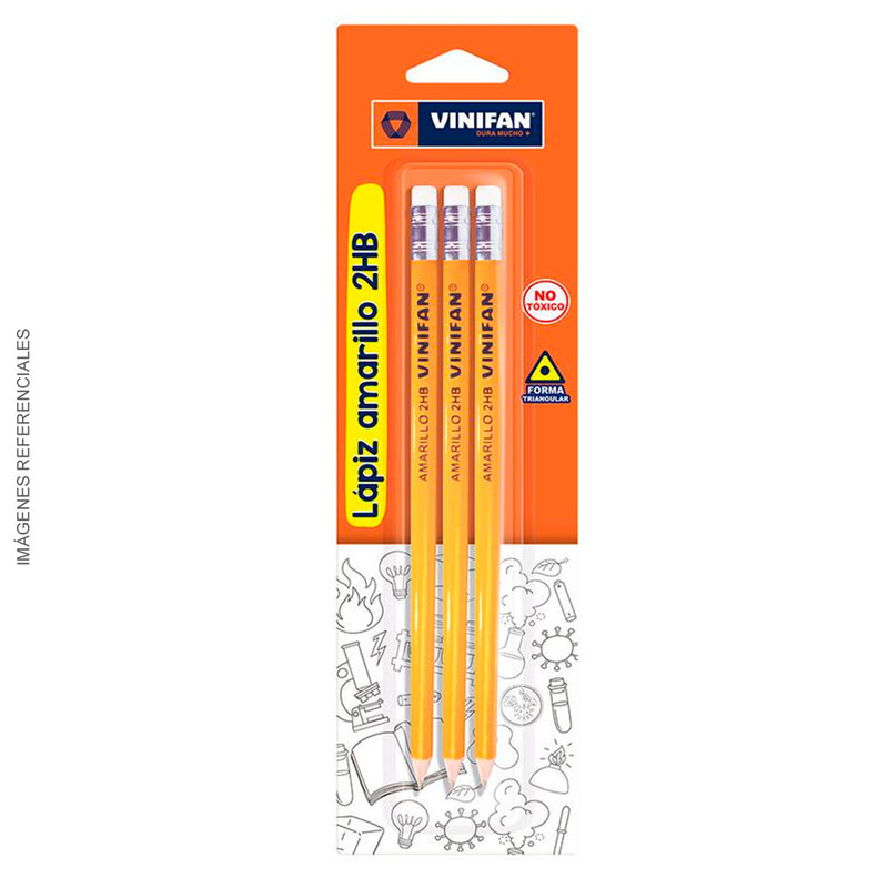 Lapiz Vinifan Amarillo 2HB Blister X3