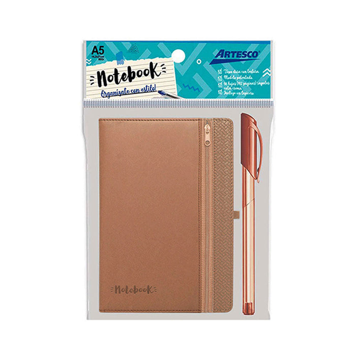 Libreta Artesco Nb Zipper Mrn + Lapic Trimax Gl32 Mrn Osc