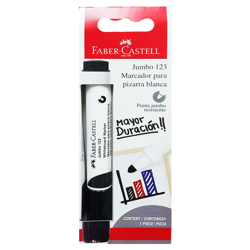 Marcador Pizarra Blanco Faber Jumbo 123 Negro Bl Ctn X1