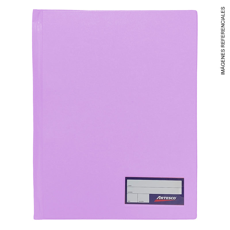 Folder Artesco D/Plast Doble Tapa A4 C/Gusano Lila Pastel