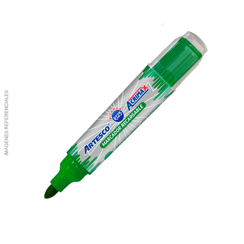 Plumon Artesco P/Pizarra Acrimax Recargable R123 Verde