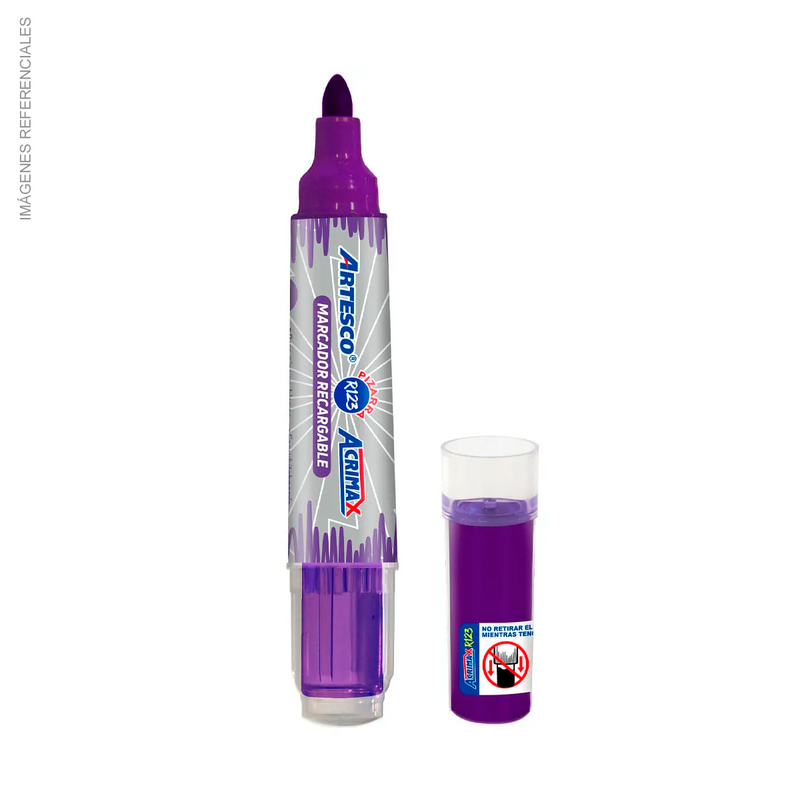 Plumon Artesco Pizarra Acrimax R123+Cartucho Violeta X1