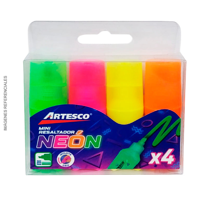 Resaltador Artesco Mini Grip Neon X4