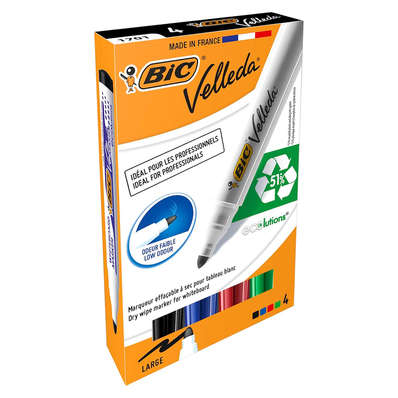 Marcador Para Pizarra Bic Velleda Blister X 4(Rojo,Azul,Negro Y Verde)