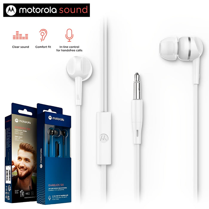 Audífonos Motorola Earbuds 105 In Ear Micrófono Incorporado C/Blanco