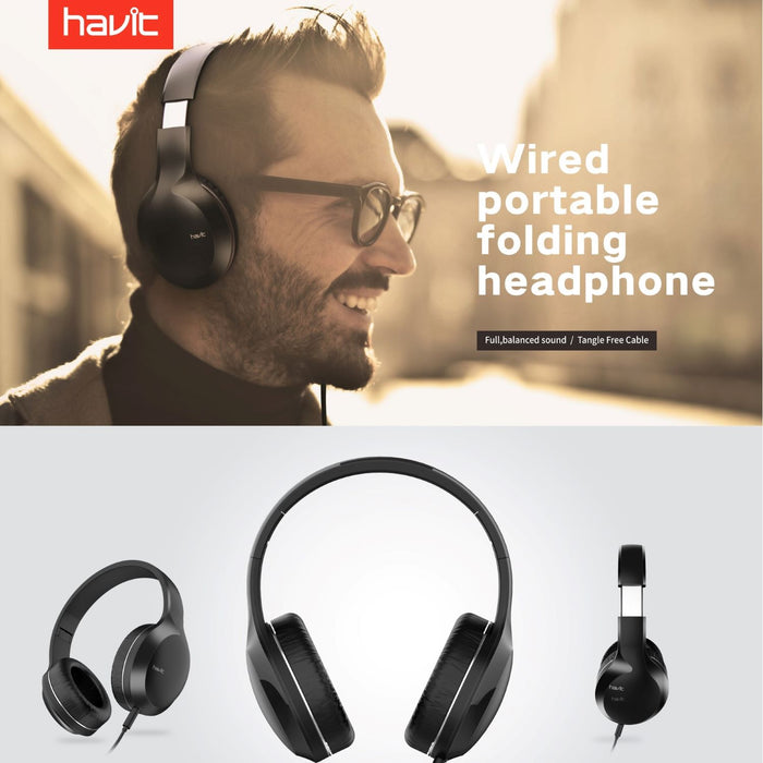 Audífono Plegable Con Micrófono Havit H100D Alta Fidelidad C/Negro