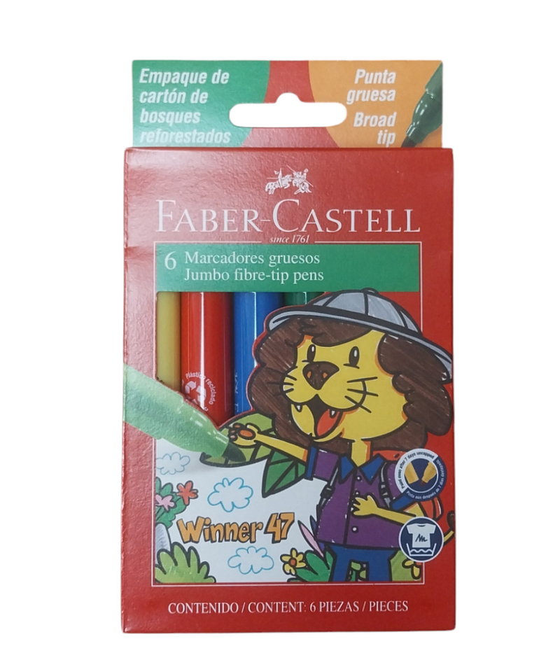 Plumón Faber Castell Winner Jumbo 47 Estuche x6