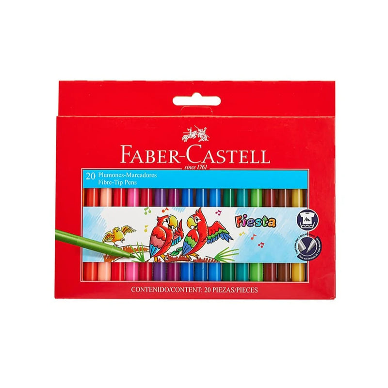 Plumón Faber Castell Fiesta Punta Delgada x20