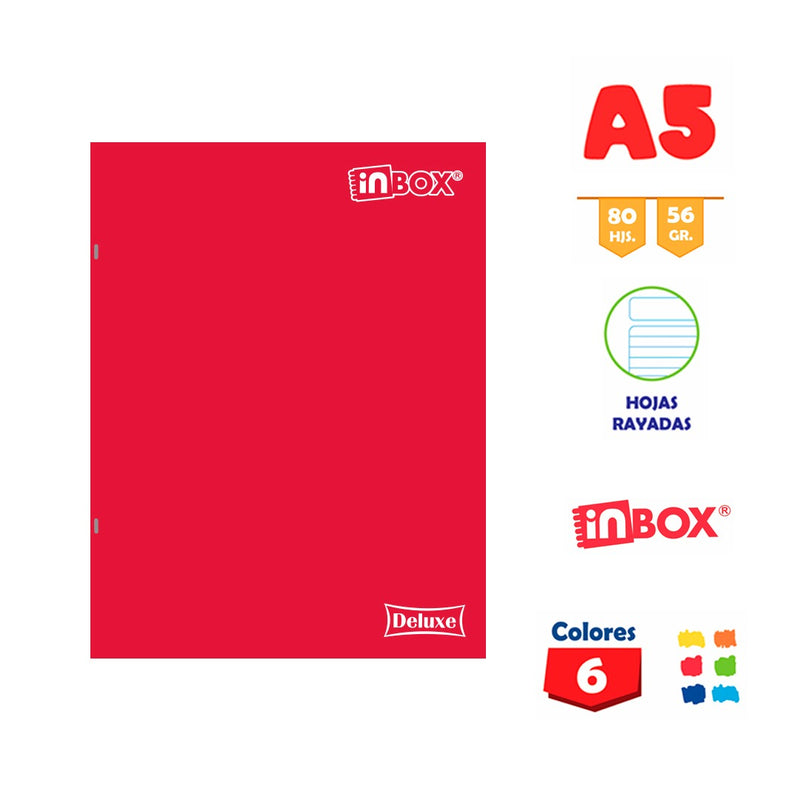 Cuaderno Inbox Grapado A5 Cuadriculado 80 Hj 56Gr Color Entero