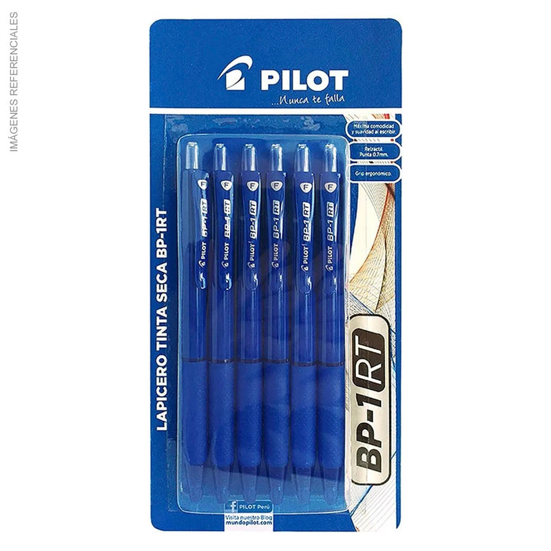 Bolígrafo Pilot Tinta /Seca (Bp-1Rt) Azul (X6) Blister