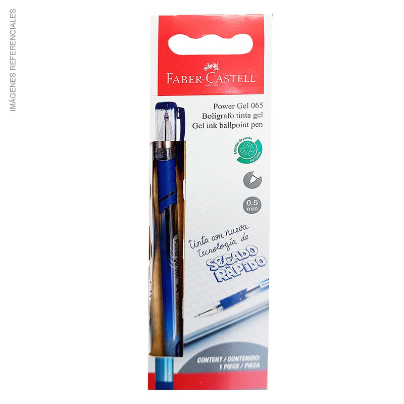 Bolígrafo Faber (346550) Power Gel 065 Azul Blister X1