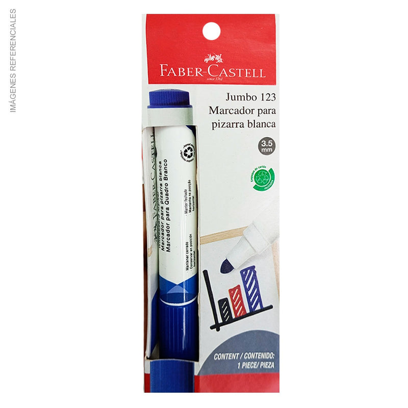 Marcador Pizarra Blanco Faber (352352)  Jumbo 123 Azul Bl Ctn X1
