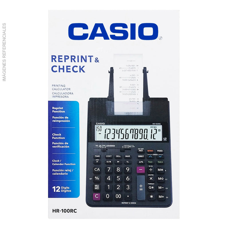 Calculadora Casio Con Wincha (Hr-100Rc-Bk) 12Digitos