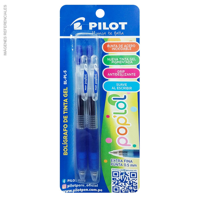 Bolígrafo Pilot Roller_Poplol_Bl-Pl-5-L/L-2Pk Azul