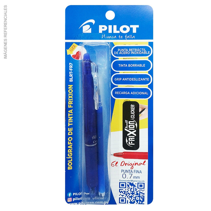 Boligrafo Pilot Frixion (Blrt-Fr7)+ Rec (Bls-Fr7) Azul Blister