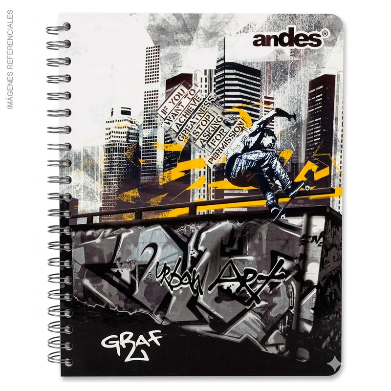 Cuaderno Andes Espiralado A4 (1010534) Rayado (180Hjs) Graffiti