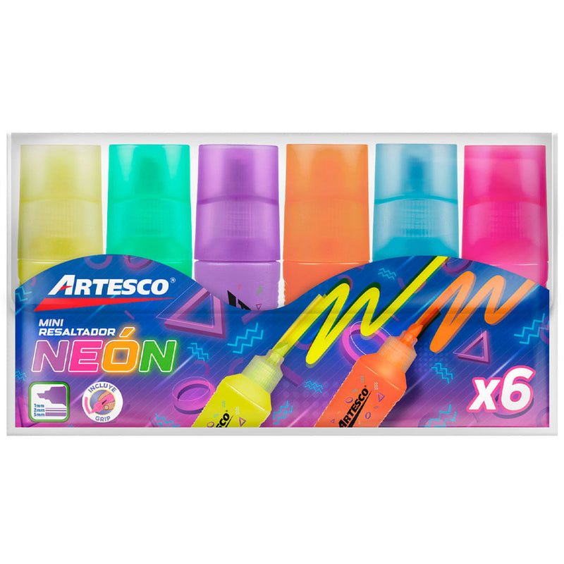 Resaltador Artesco Mini Grip Neon X6