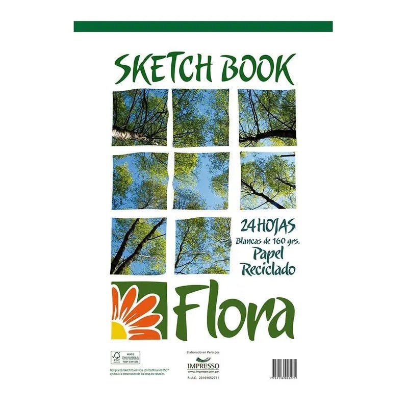 Block Flora Sketch Book Recicl. x 24H 160Gr