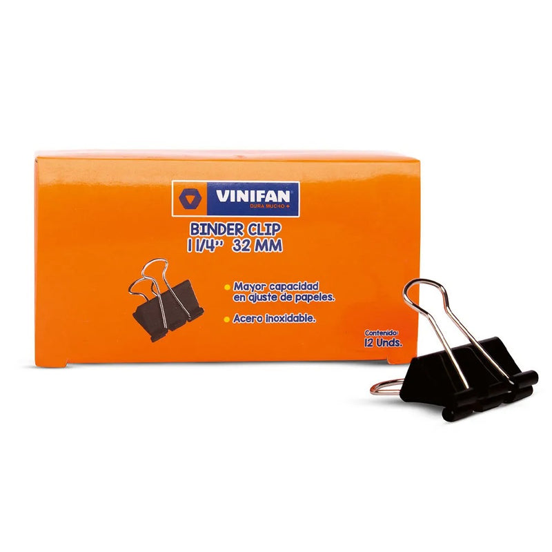 Binder Clip Vinifan 1 1/4'' (32Mm) Caja x 12