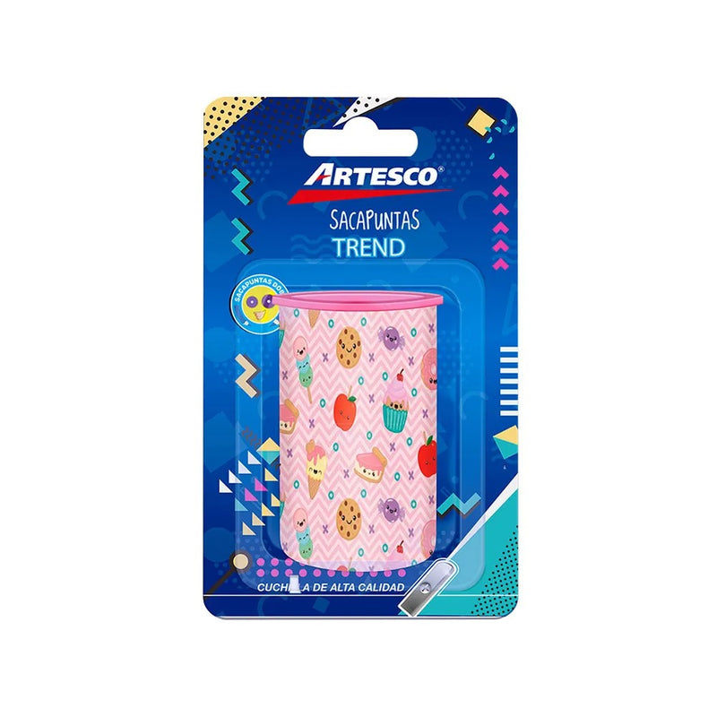 Tajador Artesco Tachito Trend C/Deposito X1 Blis - diseños surtidos