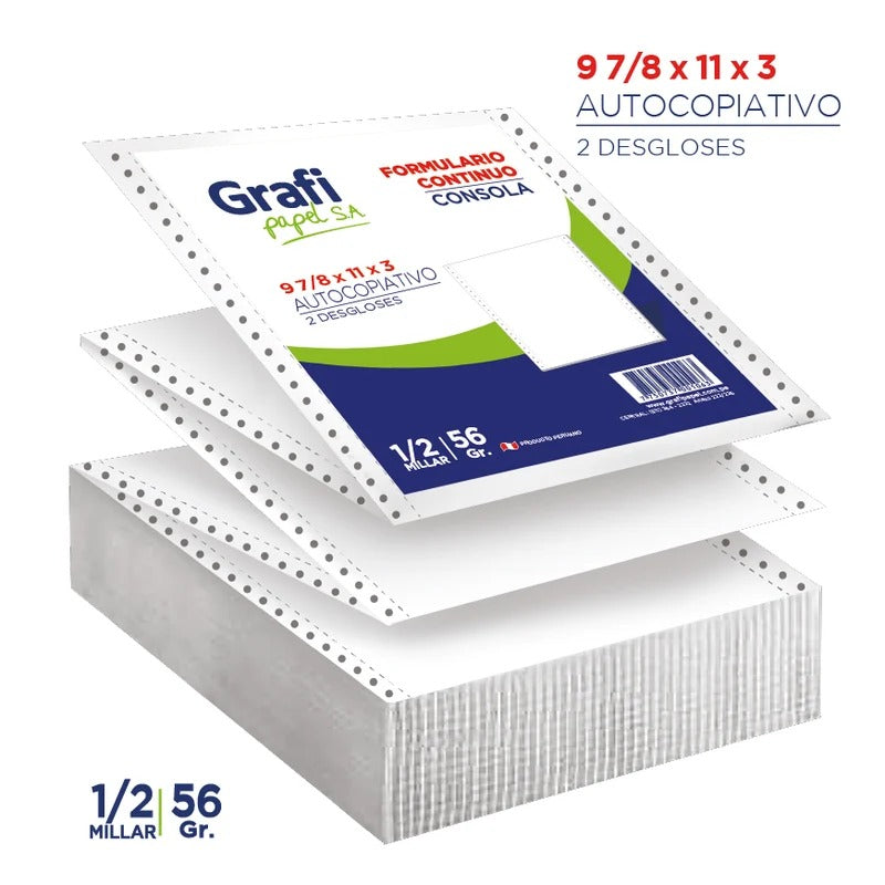 Papel Grafipapel Continuo Autocop (9 7/8X11X3) 56G - Resx500