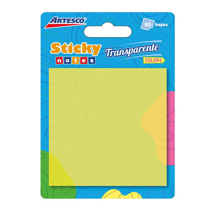 Nota Artesco Adhesiva Transparente 3X3 50H Amarillo (654)