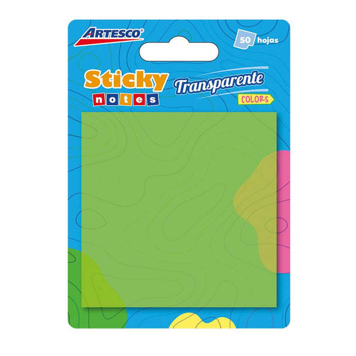 Nota Artesco Adhesiva Transparente 3X3 50H Verde (654)