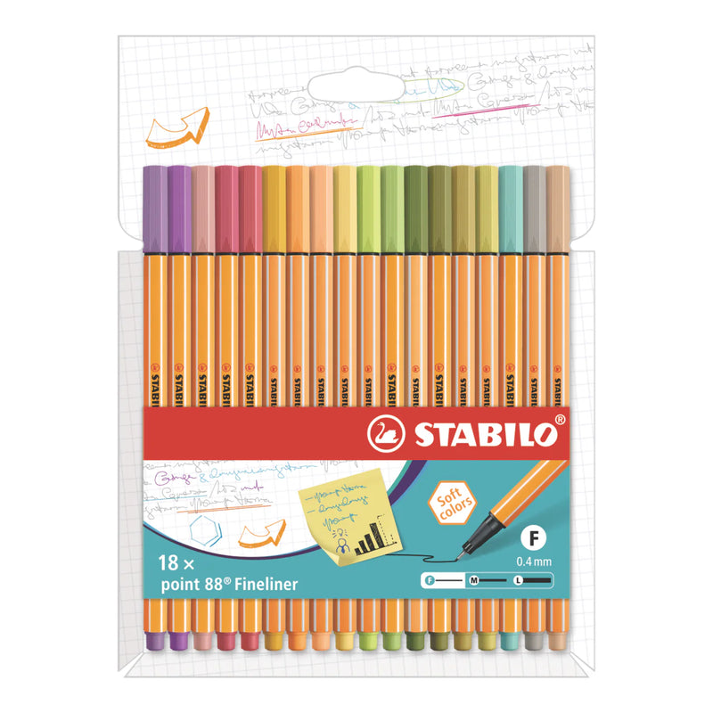 Plumon Stabilo (8818-22) Point 88 Est. X 18 Colores Soft