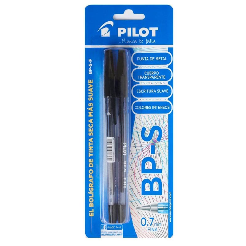 Bolígrafo Pilot Set Tinta Seca BPS x2 Blister Negro