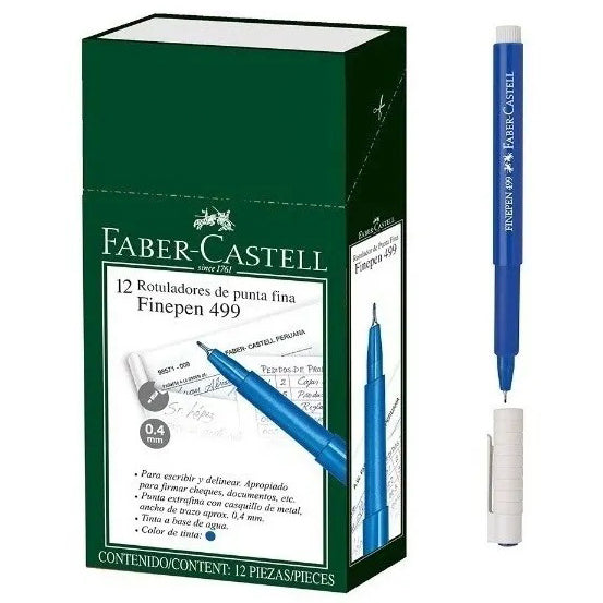 Plumon Faber Fine Pen (499) P/Ext.Fina 0.4Mm Azul