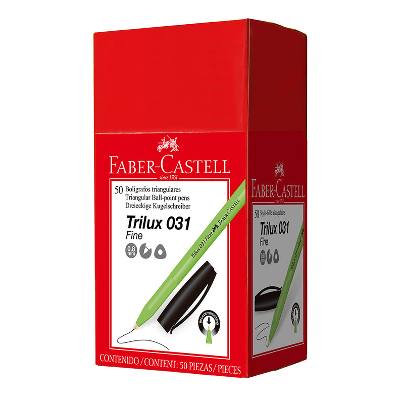 Bolígrafo Faber Trilux Tinta Seca (031) Punta Fina 0.8 mm Color Negro