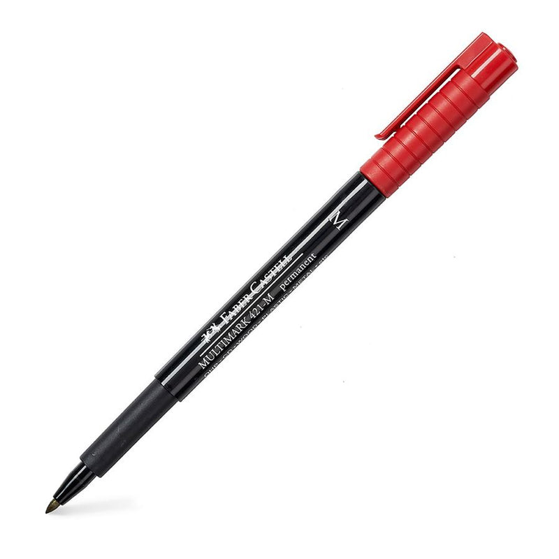 Plumon Faber Permanente Multimark (421m) Punta Mediana 1mm Color Rojo